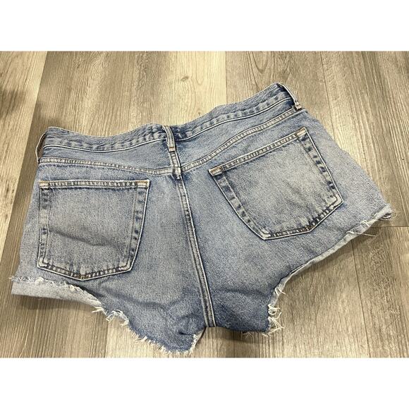 Agolde Womens Cotton Distressed Light-Wash Buttoned Denim Shorts Blue Size 31 - Picture 4 of 4